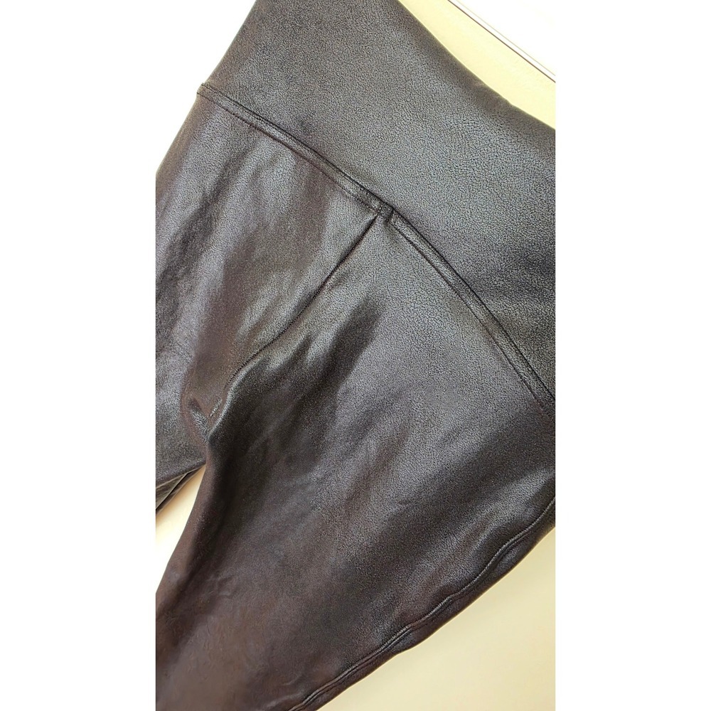 Spanx Faux Leather Leggings Black High Waisted Petite Large L/G - Picture 8 of 9